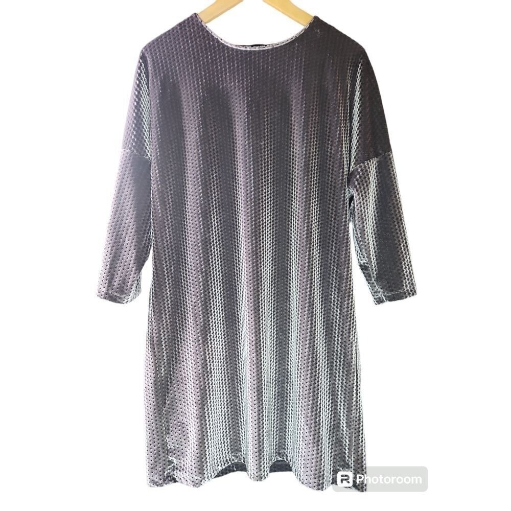 Zara W/B‎ Womens Mini Dress/Tunic Silver Velour Shimmery Y2K Futuristic Festival